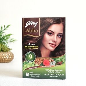 Godrej Abha Henna Hair Color 100% Grey Coverage Brown 9 Herbs, EXP 06/2026